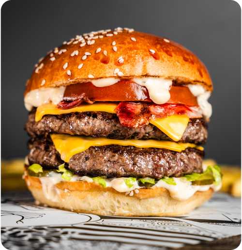 #1961 - Double signature beef patty, crispy smoky bacon, air dried tomato, Libertine Burger sauce.
