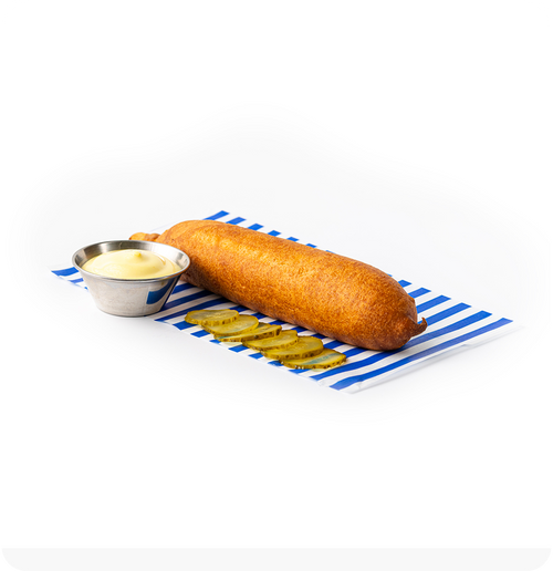 CORN DOG - With French’s mustard mayo & pickles.