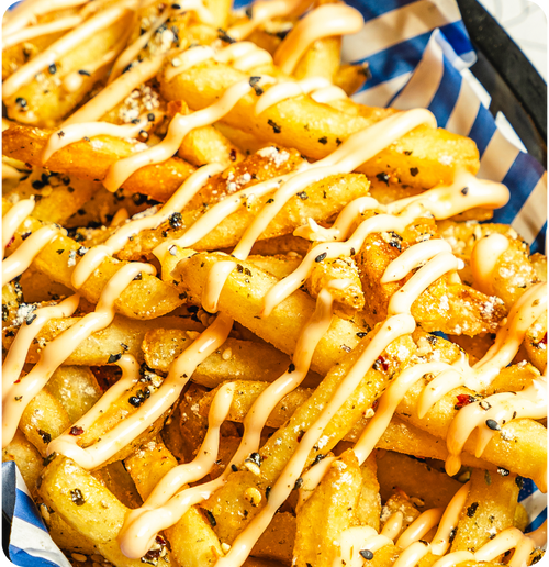 Furikake Fries - Japanese spice mix coated house fries & Sriracha mayo.
